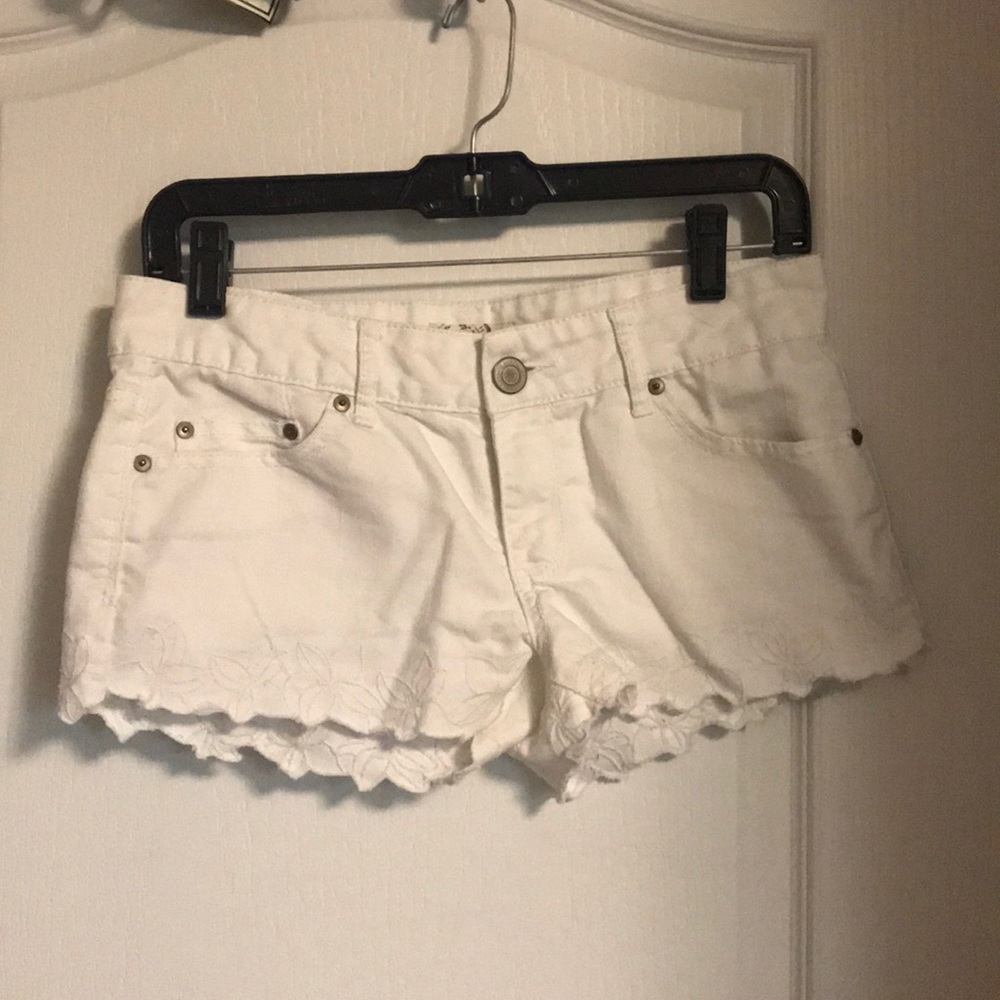 White mini shorts